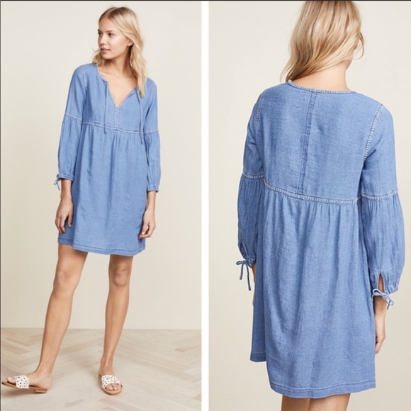 Madewell Dresses & Skirts - Madewell Blue Indigo Peasant Baby Doll Dress Small